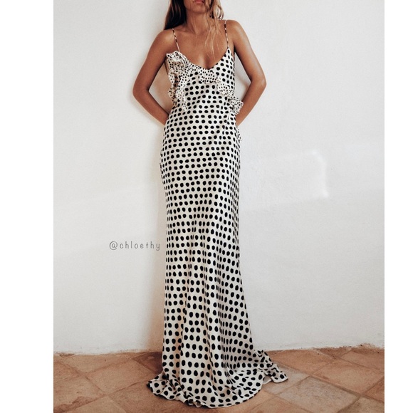 Zara RUFFLED SATIN EFFECT POLKA DOT DRESS - Picture 3 of 16